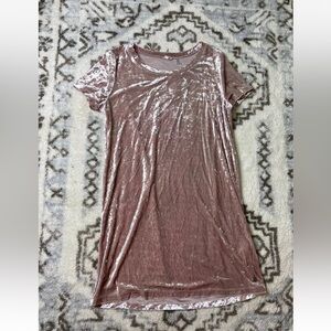Roxy Size 8 M Pink Short Sleeve Crushed Velvet Shirt Dress